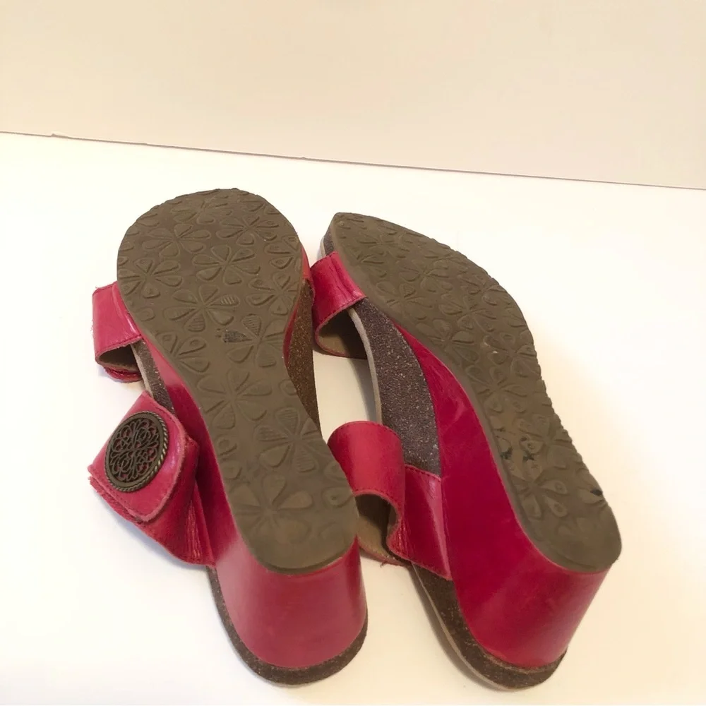 Aetrex Marilyn Leather Wedge Sandals 42 10.5 11